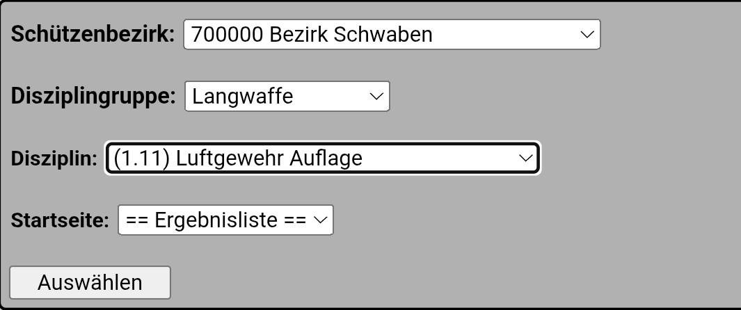 Disziplingruppe Kurzwaffe auswählen 